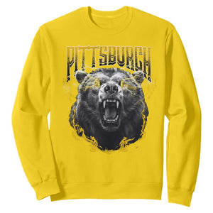 Vintage Pittsburgh Sweatshirt Retro Sports Fan Wild Bear Mascot Streetwear Bootleg TS10 Daisy Print Your Wear