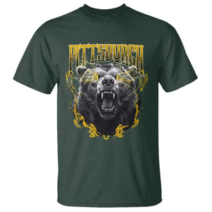 Vintage Pittsburgh T Shirt Retro Sports Fan Wild Bear Mascot Streetwear Bootleg TS10 Dark Forest Green Print Your Wear