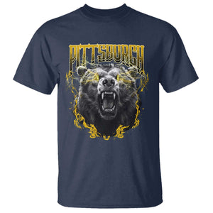 Vintage Pittsburgh T Shirt Retro Sports Fan Wild Bear Mascot Streetwear Bootleg TS10 Navy Print Your Wear