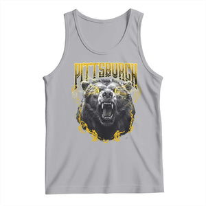 Vintage Pittsburgh Tank Top Retro Sports Fan Wild Bear Mascot Streetwear Bootleg TS10 Athletic Heather Print Your Wear