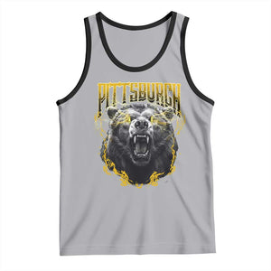 Vintage Pittsburgh Tank Top Retro Sports Fan Wild Bear Mascot Streetwear Bootleg TS10 Athletic Heather Black Print Your Wear