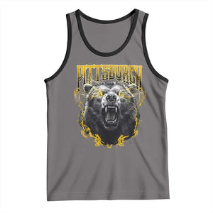 Vintage Pittsburgh Tank Top Retro Sports Fan Wild Bear Mascot Streetwear Bootleg TS10 Deep Heather Black Print Your Wear