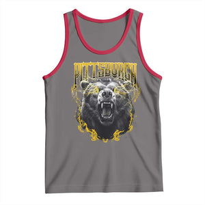 Vintage Pittsburgh Tank Top Retro Sports Fan Wild Bear Mascot Streetwear Bootleg TS10 Deep Heather Red Print Your Wear