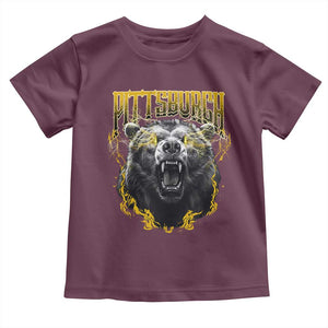 Vintage Pittsburgh Toddler T Shirt Retro Sports Fan Wild Bear Mascot Streetwear Bootleg TS10 Maroon Print Your Wear