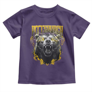 Vintage Pittsburgh Toddler T Shirt Retro Sports Fan Wild Bear Mascot Streetwear Bootleg TS10 Purple Print Your Wear
