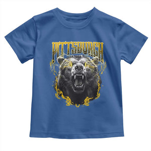 Vintage Pittsburgh Toddler T Shirt Retro Sports Fan Wild Bear Mascot Streetwear Bootleg TS10 Royal Blue Print Your Wear