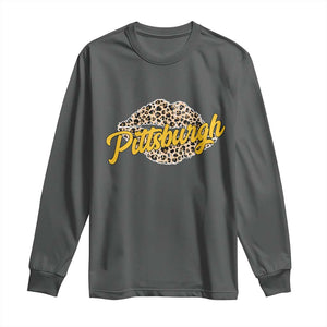 Pittsburgh Leopard Lips Long Sleeve Shirt Steel City Pride Woman Girl TS10 Dark Heather Print Your Wear