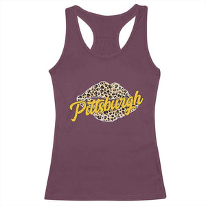 PFS Leopard Lips Racerback Tank Top Steel City Pride Woman Girl TS10 Maroon Print Your Wear