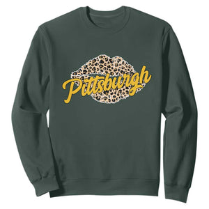 Pittsburgh Leopard Lips Sweatshirt Steel City Pride Woman Girl TS10 Dark Forest Green Print Your Wear