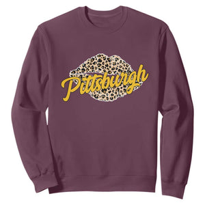 Pittsburgh Leopard Lips Sweatshirt Steel City Pride Woman Girl TS10 Maroon Print Your Wear