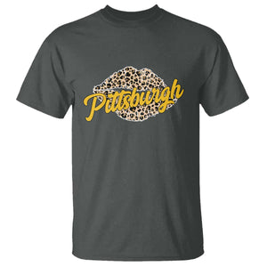 Pittsburgh Leopard Lips T Shirt Steel City Pride Woman Girl TS10 Dark Heather Print Your Wear