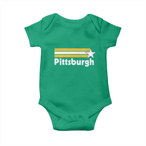 Retro Pittsburgh Baby Onesie Vintage Pennsylvania Stripes 70s 80s 90s TS10 Irish Green Print Your Wear