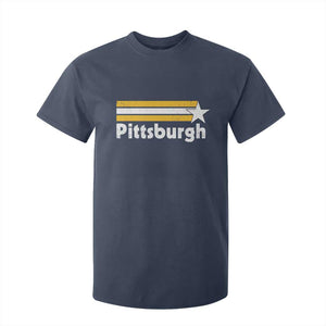 Retro Pittsburgh T Shirt For Kid Vintage Pennsylvania Stripes 70s 80s 90s TS10 Navy Print Your Wear