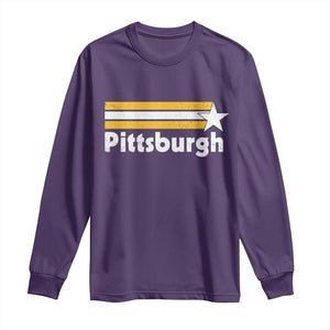 Retro Pittsburgh Long Sleeve Shirt Vintage Pennsylvania Stripes 70s 80s 90s TS10 Purple Print Your Wear