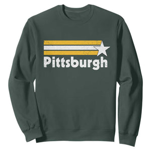 Retro Pittsburgh Sweatshirt Vintage Pennsylvania Stripes 70s 80s 90s TS10 Dark Forest Green Print Your Wear