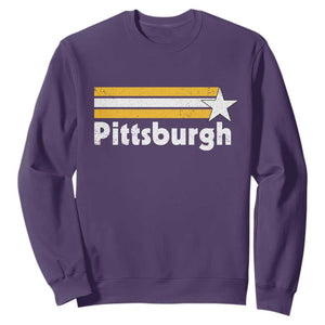 Retro Pittsburgh Sweatshirt Vintage Pennsylvania Stripes 70s 80s 90s TS10 Purple Print Your Wear