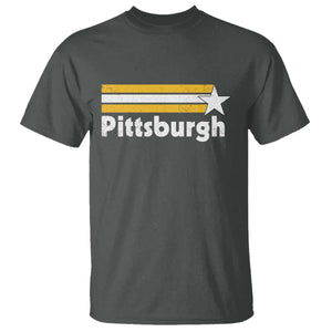 Retro Pittsburgh T Shirt Vintage Pennsylvania Stripes 70s 80s 90s TS10 Dark Heather Print Your Wear