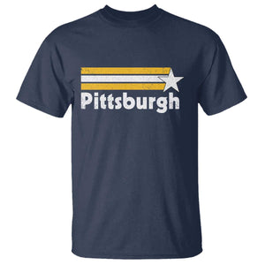 Retro Pittsburgh T Shirt Vintage Pennsylvania Stripes 70s 80s 90s TS10 Navy Print Your Wear