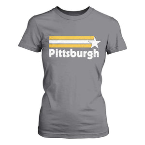 Retro Pittsburgh T Shirt For Women Vintage Pennsylvania Stripes 70s 80s 90s TS10 Charcoal Print Your Wear