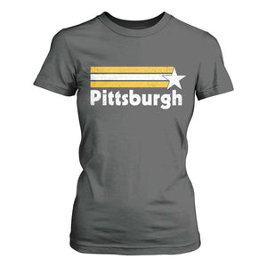 Retro Pittsburgh T Shirt For Women Vintage Pennsylvania Stripes 70s 80s 90s TS10 Dark Heather Print Your Wear