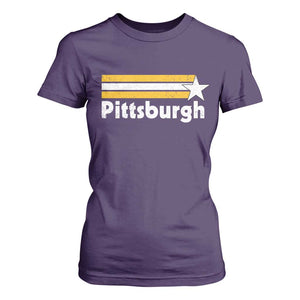 Retro Pittsburgh T Shirt For Women Vintage Pennsylvania Stripes 70s 80s 90s TS10 Purple Print Your Wear
