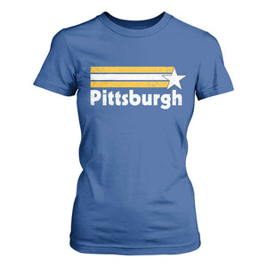 Retro Pittsburgh T Shirt For Women Vintage Pennsylvania Stripes 70s 80s 90s TS10 Royal Blue Print Your Wear