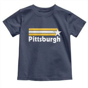 Retro Pittsburgh Toddler T Shirt Vintage Pennsylvania Stripes 70s 80s 90s TS10 Navy Print Your Wear