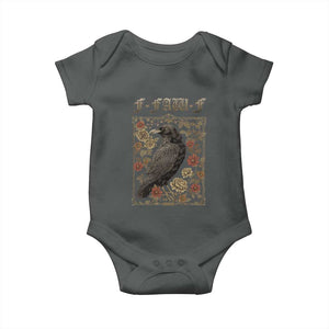 Funny F Caw F Crow Baby Onesie Vintage Bird Saying Adult Humor Gothic Tarot Card TS10 Dark Heather Print Your Wear