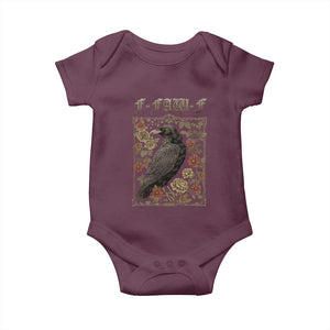 Funny F Caw F Crow Baby Onesie Vintage Bird Saying Adult Humor Gothic Tarot Card TS10 Maroon Print Your Wear