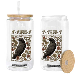 Funny F Caw F Crow Glass Can Vintage Bird Saying Adult Humor Gothic Tarot Card TS10 Print Your Wear