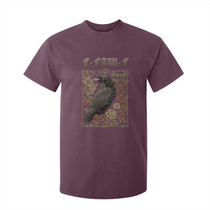 Funny F Caw F Crow T Shirt For Kid Vintage Bird Saying Adult Humor Gothic Tarot Card TS10 Maroon Print Your Wear