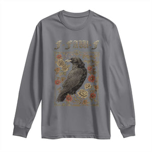Funny F Caw F Crow Long Sleeve Shirt Vintage Bird Saying Adult Humor Gothic Tarot Card TS10 Charcoal Print Your Wear