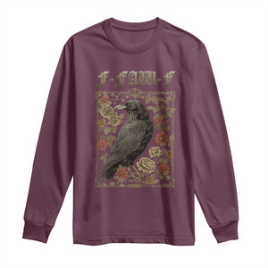 Funny F Caw F Crow Long Sleeve Shirt Vintage Bird Saying Adult Humor Gothic Tarot Card TS10 Maroon Print Your Wear