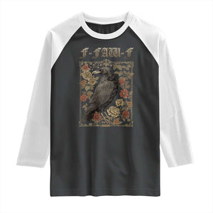 Funny F Caw F Crow Raglan Shirt Vintage Bird Saying Adult Humor Gothic Tarot Card TS10 Black White Print Your Wear