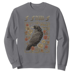 Funny F Caw F Crow Sweatshirt Vintage Bird Saying Adult Humor Gothic Tarot Card TS10 Charcoal Print Your Wear