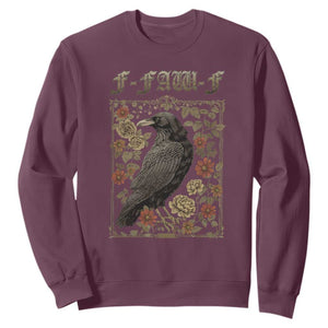 Funny F Caw F Crow Sweatshirt Vintage Bird Saying Adult Humor Gothic Tarot Card TS10 Maroon Print Your Wear