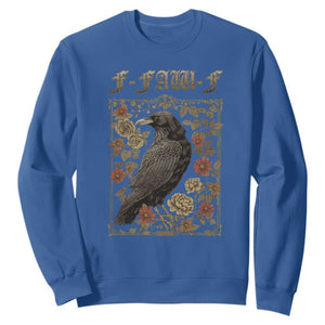 Funny F Caw F Crow Sweatshirt Vintage Bird Saying Adult Humor Gothic Tarot Card TS10 Royal Blue Print Your Wear