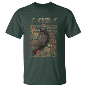 Funny F Caw F Crow T Shirt Vintage Bird Saying Adult Humor Gothic Tarot Card TS10 Dark Forest Green Print Your Wear