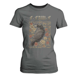 Funny F Caw F Crow T Shirt For Women Vintage Bird Saying Adult Humor Gothic Tarot Card TS10 Dark Heather Print Your Wear