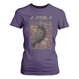 Funny F Caw F Crow T Shirt For Women Vintage Bird Saying Adult Humor Gothic Tarot Card TS10 Purple Print Your Wear