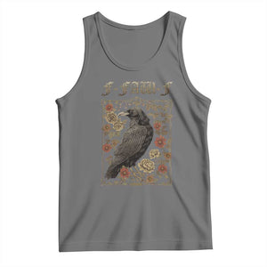 Funny F Caw F Crow Tank Top Vintage Bird Saying Adult Humor Gothic Tarot Card TS10 Black Heather Print Your Wear