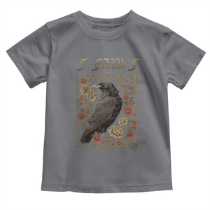 Funny F Caw F Crow Toddler T Shirt Vintage Bird Saying Adult Humor Gothic Tarot Card TS10 Charcoal Print Your Wear