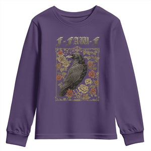 Funny F Caw F Crow Youth Sweatshirt Vintage Bird Saying Adult Humor Gothic Tarot Card TS10 Purple Print Your Wear