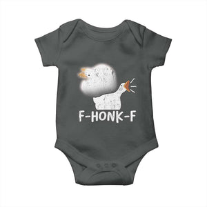 Silly Goose Meme Baby Onesie Retro F-Honk-F Funny Farm Animal TS10 Dark Heather Print Your Wear