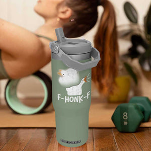 Silly Goose Meme Flip Straw Tumbler Retro F-Honk-F Funny Farm Animal TS10 One Size: 30 oz Moss Green Print Your Wear