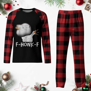 Silly Goose Meme Plaid Pajama Set Retro F-Honk-F Funny Farm Animal TS10 Buffalo Plaid Print Your Wear