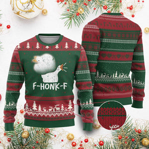 Silly Goose Meme Ugly Christmas Sweater Retro F-Honk-F Funny Farm Animal TS10 Red Green Print Your Wear