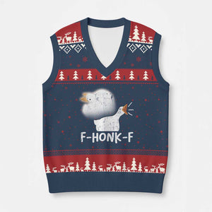 Silly Goose Meme V-Neck Knit Sweater Vest Retro F-Honk-F Funny Farm Animal TS10 Navy Red Print Your Wear