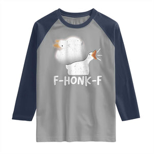 Silly Goose Meme Raglan Shirt Retro F-Honk-F Funny Farm Animal TS10 Sport Gray Navy Print Your Wear