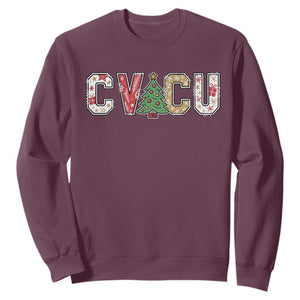 Christmas CVICU Nurse Sweatshirt Cardiovascular Intensive Care Unit Cardiac Nurse TS10 Maroon Print Your Wear
